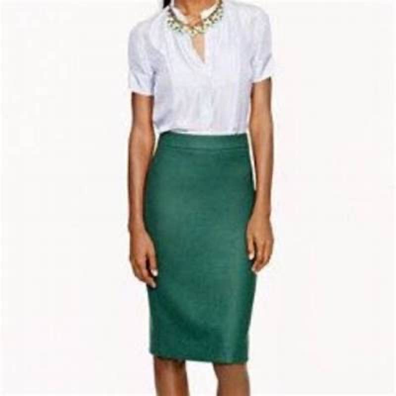 J.Crew Green Wool No. 2 Pencil Skirt Size 6